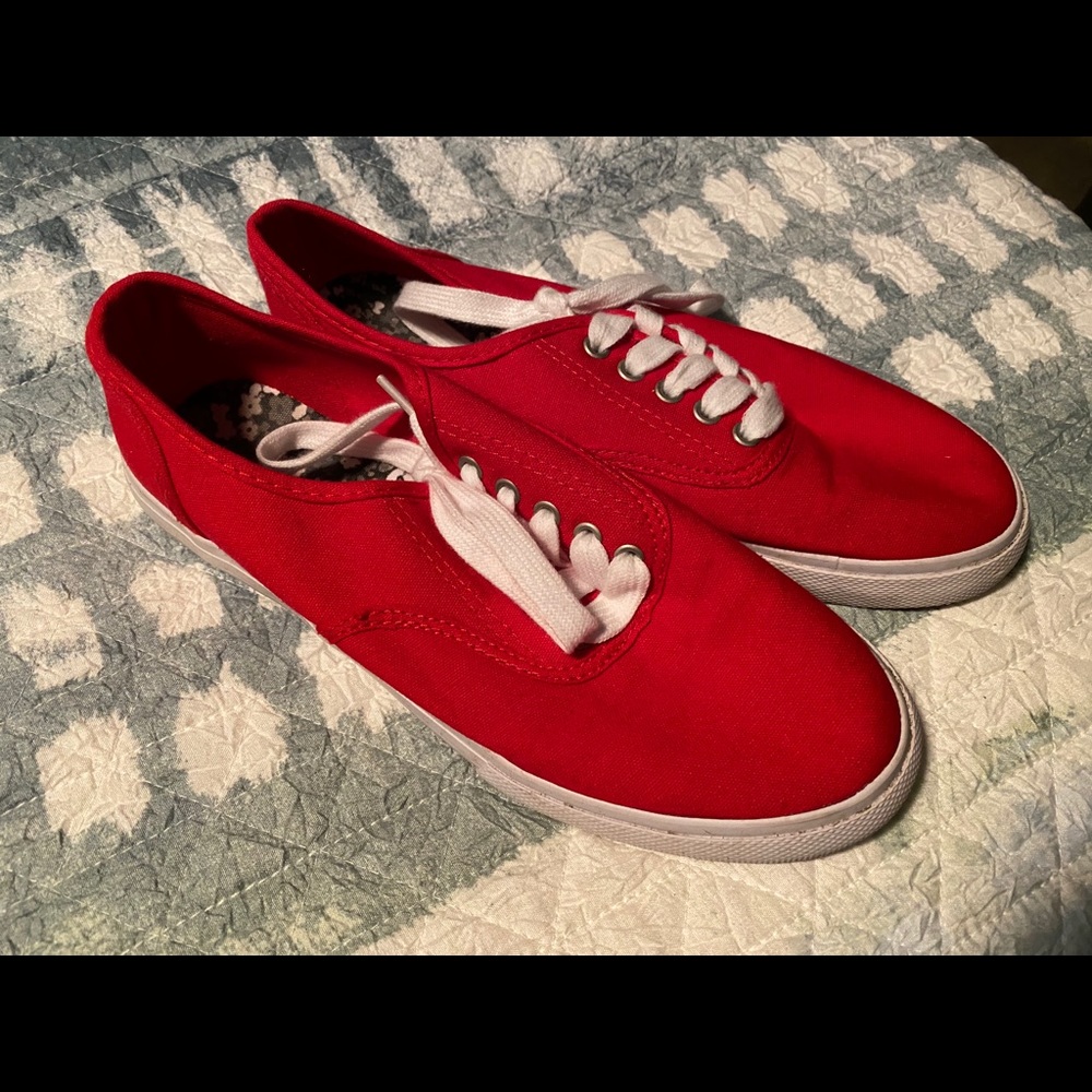 Womens red laced sneakers